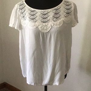 White crochet neck top